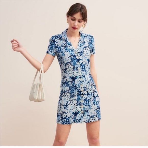 Rouje Paris Christina Blue Floral Dress Size 40 US 8 - Picture 1 of 7